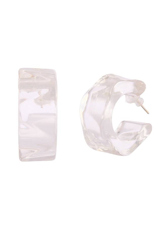 Resin Abstract Crystal Hoop Earrings : 8905124530278