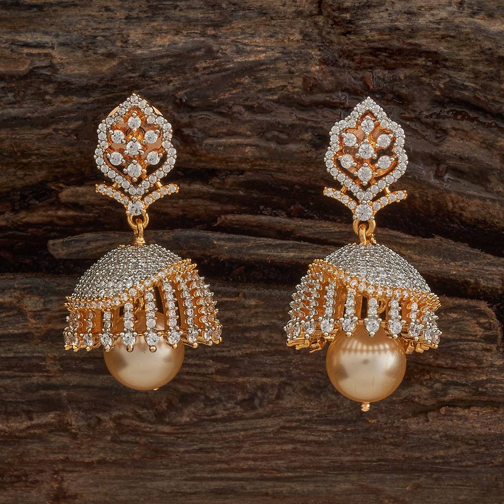 Kushal'S Fashion Jewellery White Rhodium-Plated Party Zircon Jhumkas-184900 : 441440