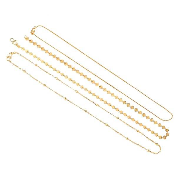 Fashion Jewelry Combo Of 3 Neck Chains For Men: Gold Plated Simple Contemporary Lightweight Combo Of 3 Ne : OSAKCOM002-IGCHAIN