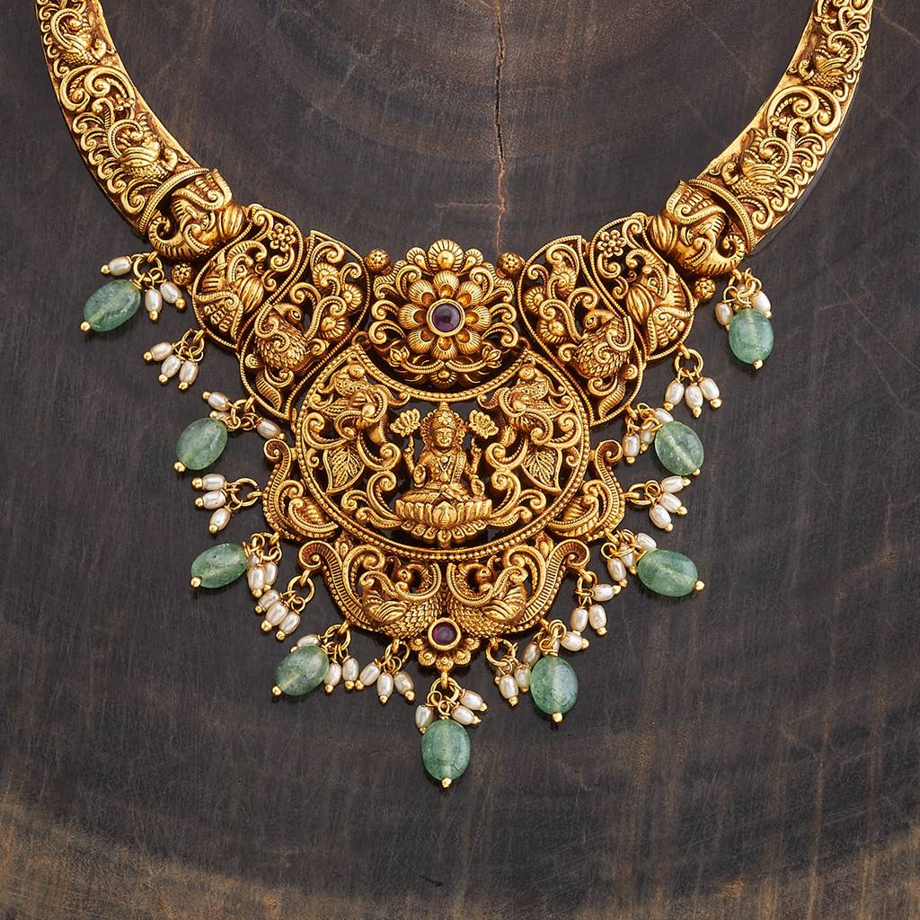 Kushal'S Fashion Jewellery Gold-Plated Ruby Studded Antique Jewellery Set-178127 : 426651