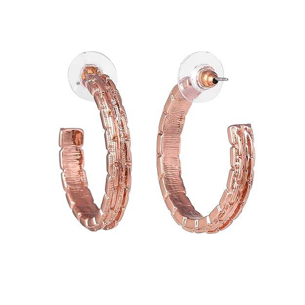 Rosegold Plated Sleek & Glamorous Lightweight Half Hoop Earrings For Girls : 206710-RGER