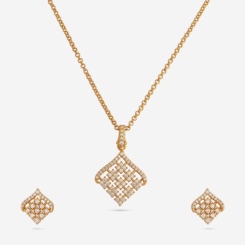 Kushal'S Fashion Jewellery  -Plated Party Trendy Zircon Necklace And Earring Set  -186574 : 444880