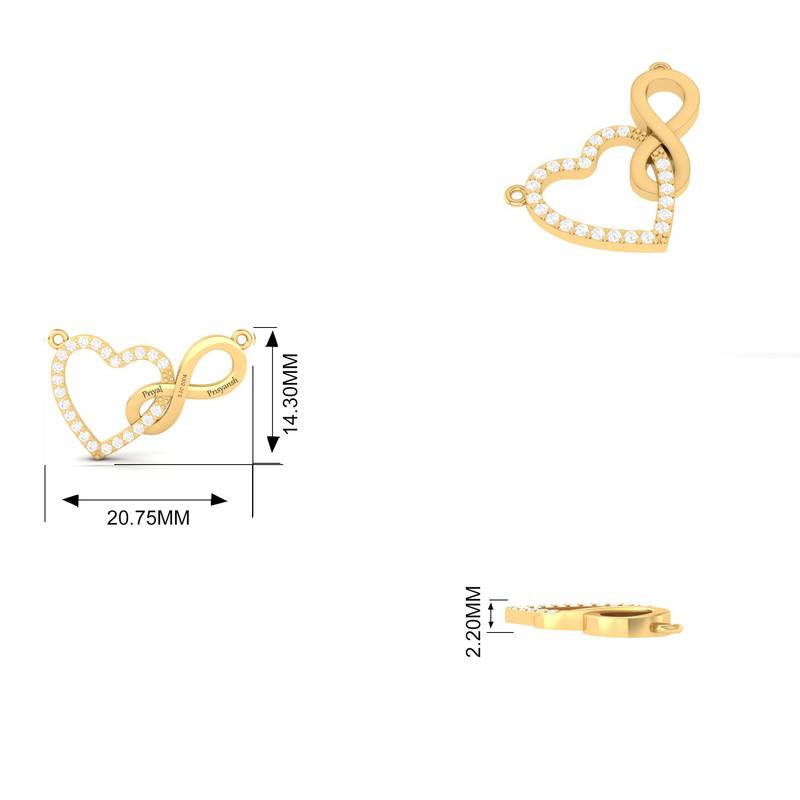 Personalized Heart & Infinity Moissanite Necklace : TGDP-204-Y