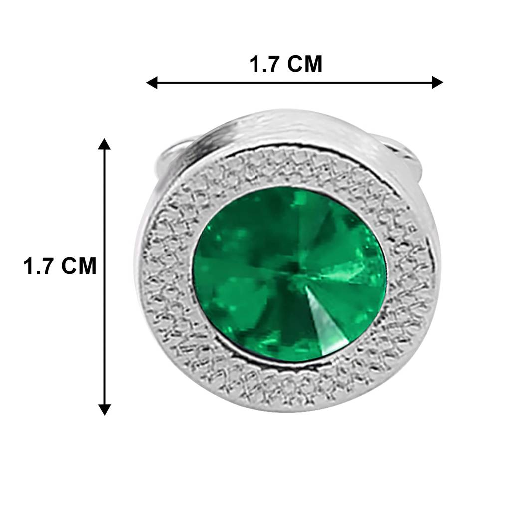 Green Silver Two Tone Cufflinks Set Stylish Accessories For Men & Boys Wedding Business Gift (Px9Cl96Grn) : PX9CL96GRN