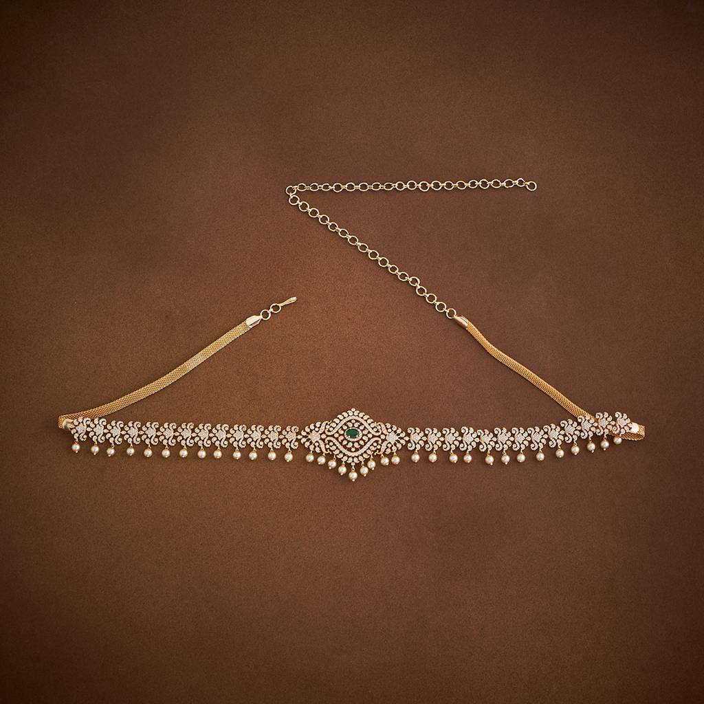 Kushal'S Fashion Jewellery Green Gold-Plated Party Zircon