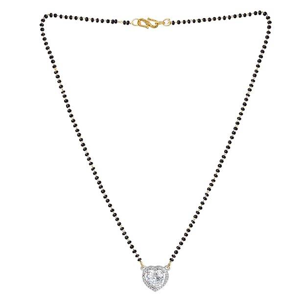 Gehena By Estele Fashion Jewelry Mangalsutra Necklace For Women: Gold & Rhodium Plated Shining White Cryst : OSAKMS014-2TNWENK