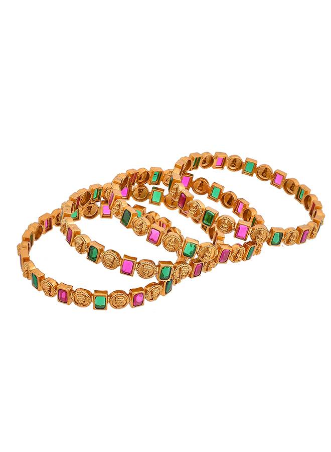 Sparkling Elegance Traditional Gold Plated Design Bangles : 8905124497267