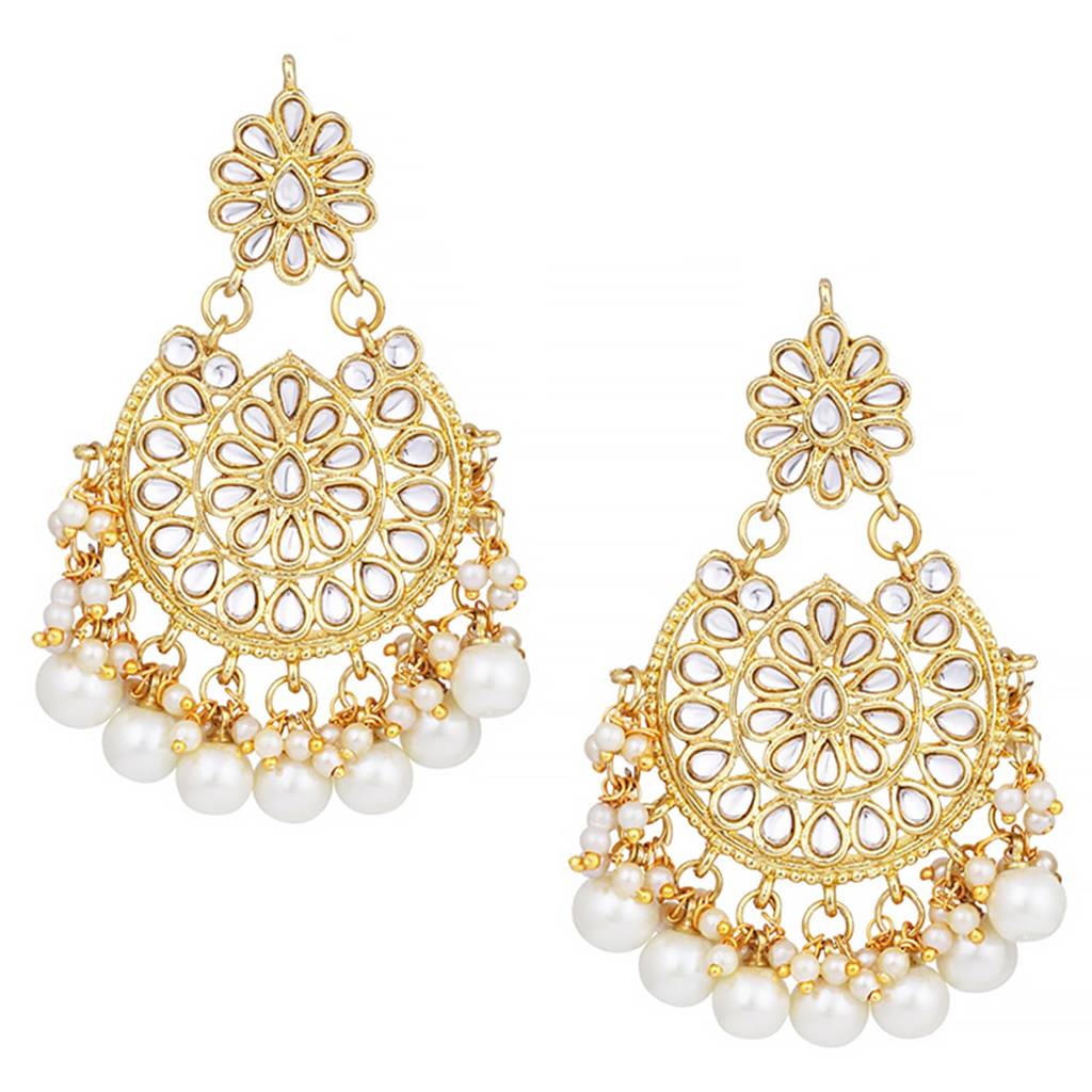 Traditional Kundan & Pearl Drop Bridal Dulhan Necklace Earring With Maang Tikka Jewellery Set For Women Girls-Pf2 : PF25N1177W