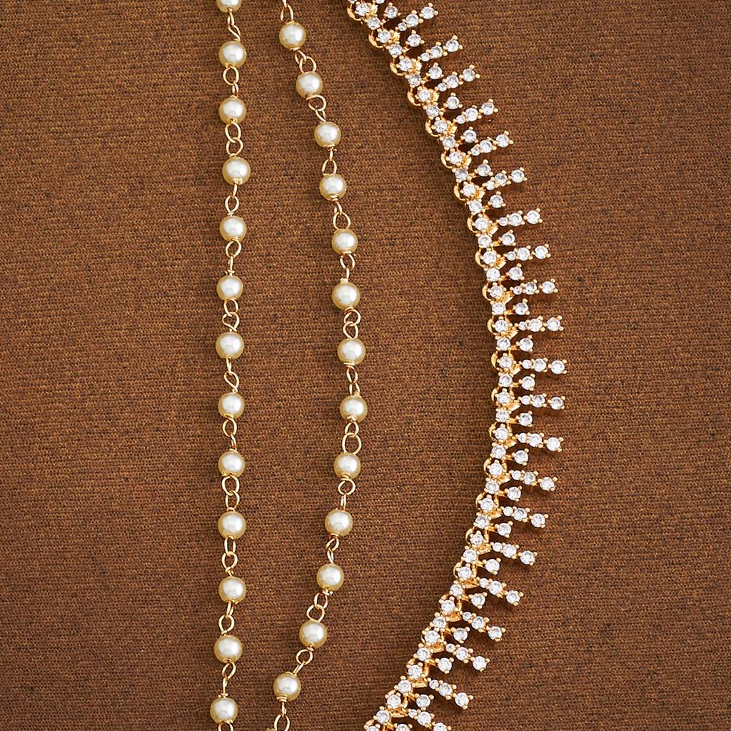 Kushal'S Fashion Jewellery White Gold-Plated Party Zircon Matil -422396 : 422396