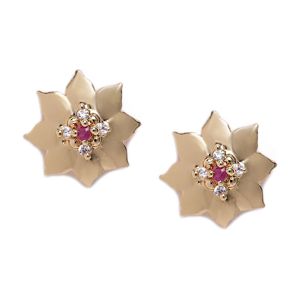 Estele Gold Plated Cz Ravishing Flower Designer Mangalsutra Necklace Set For Women : AD-MS-036NKER