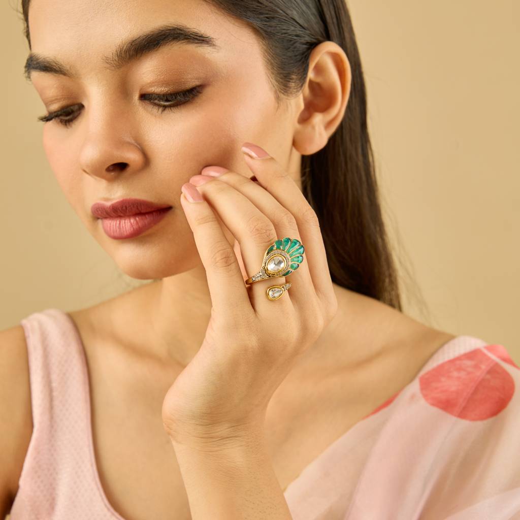 Ethnic Kundan Finger Ring-182234 : 435317