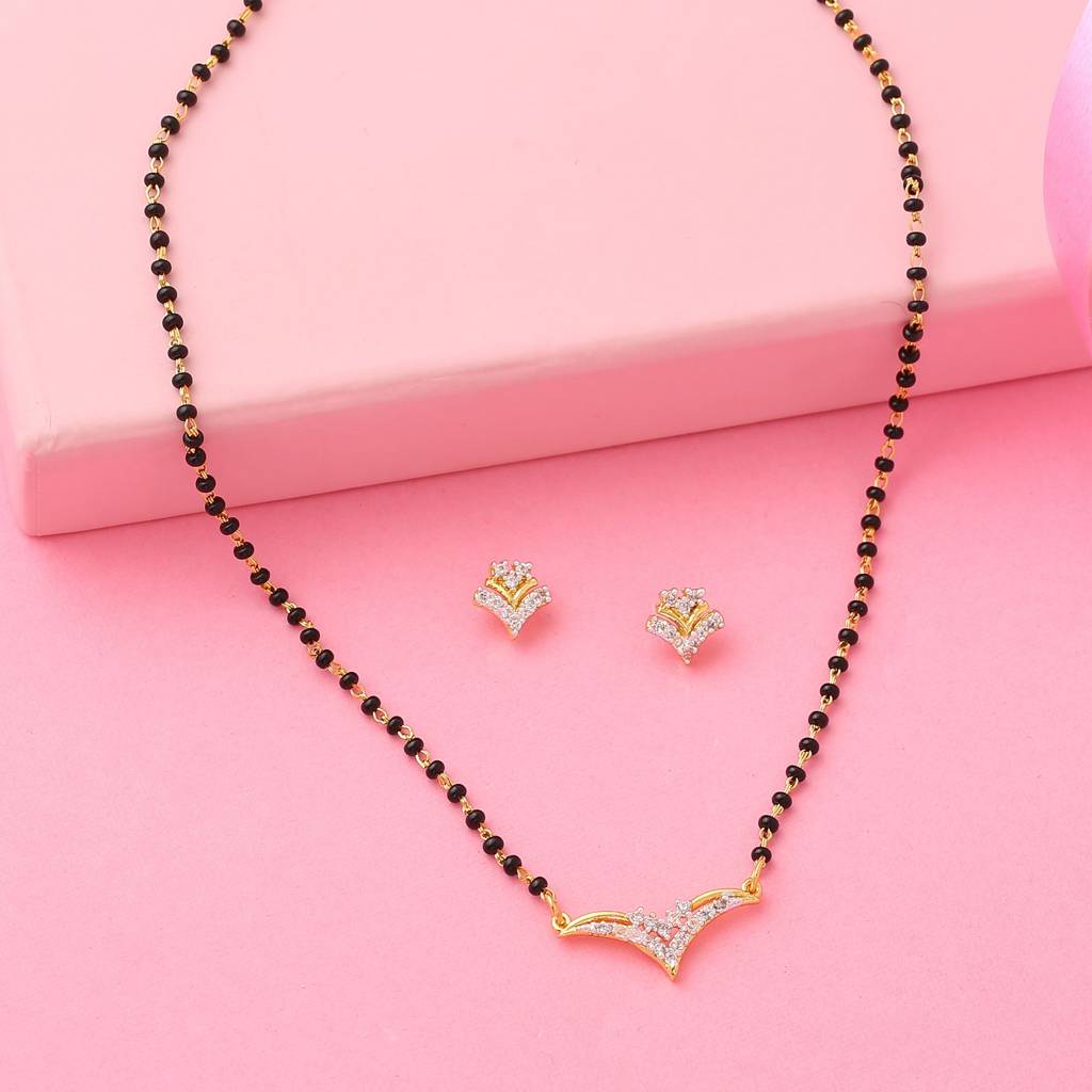 Estele Gold & Rhodium Plated Mangalsutra Set For Women : AD-MS-004NKER