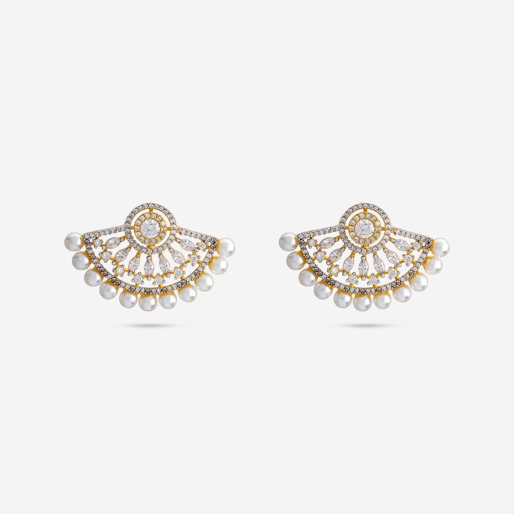 White Plated Party Zircon Studs-444990 : 444990