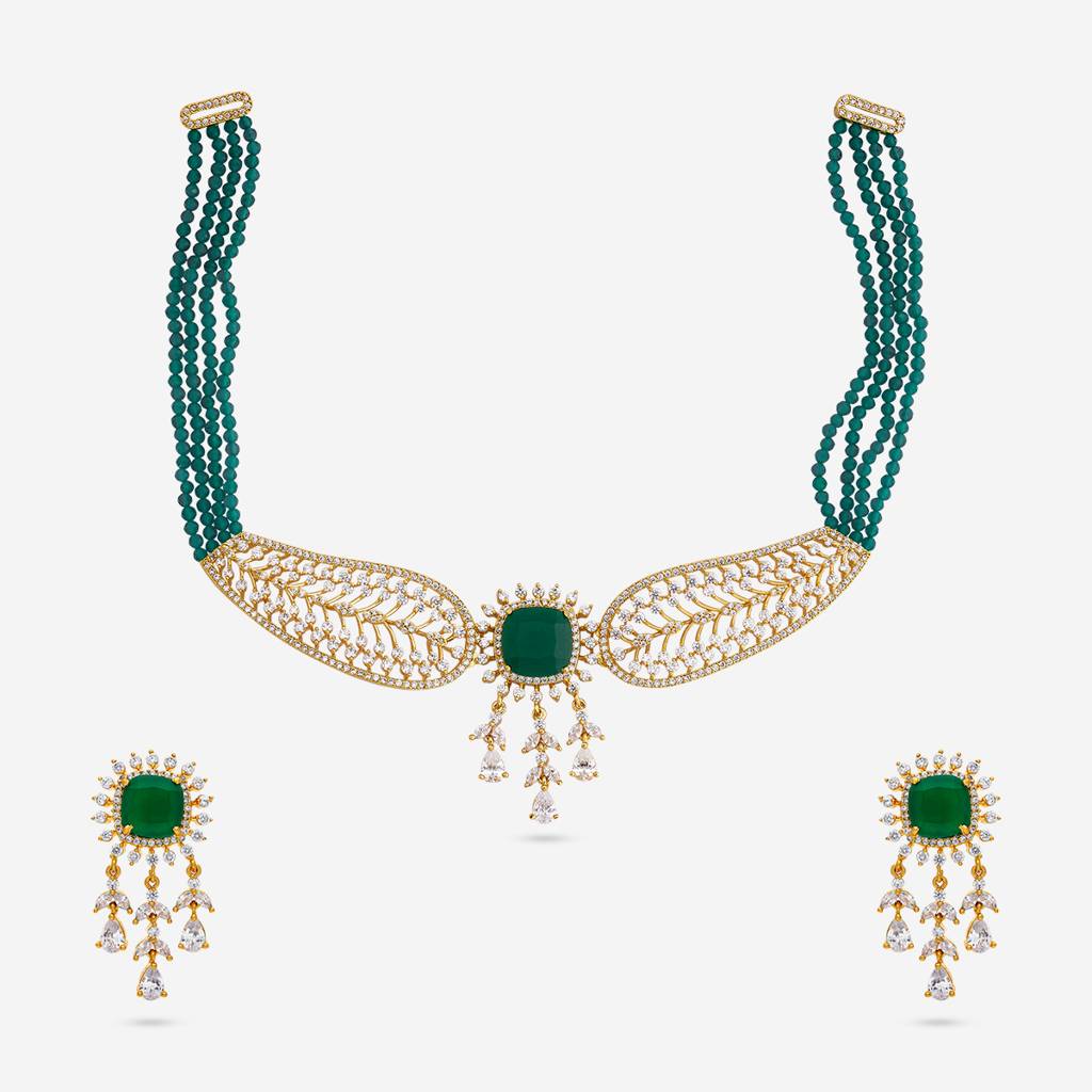 Gold-Plated Party Zircon Jewellery Set - 460705 : 460706
