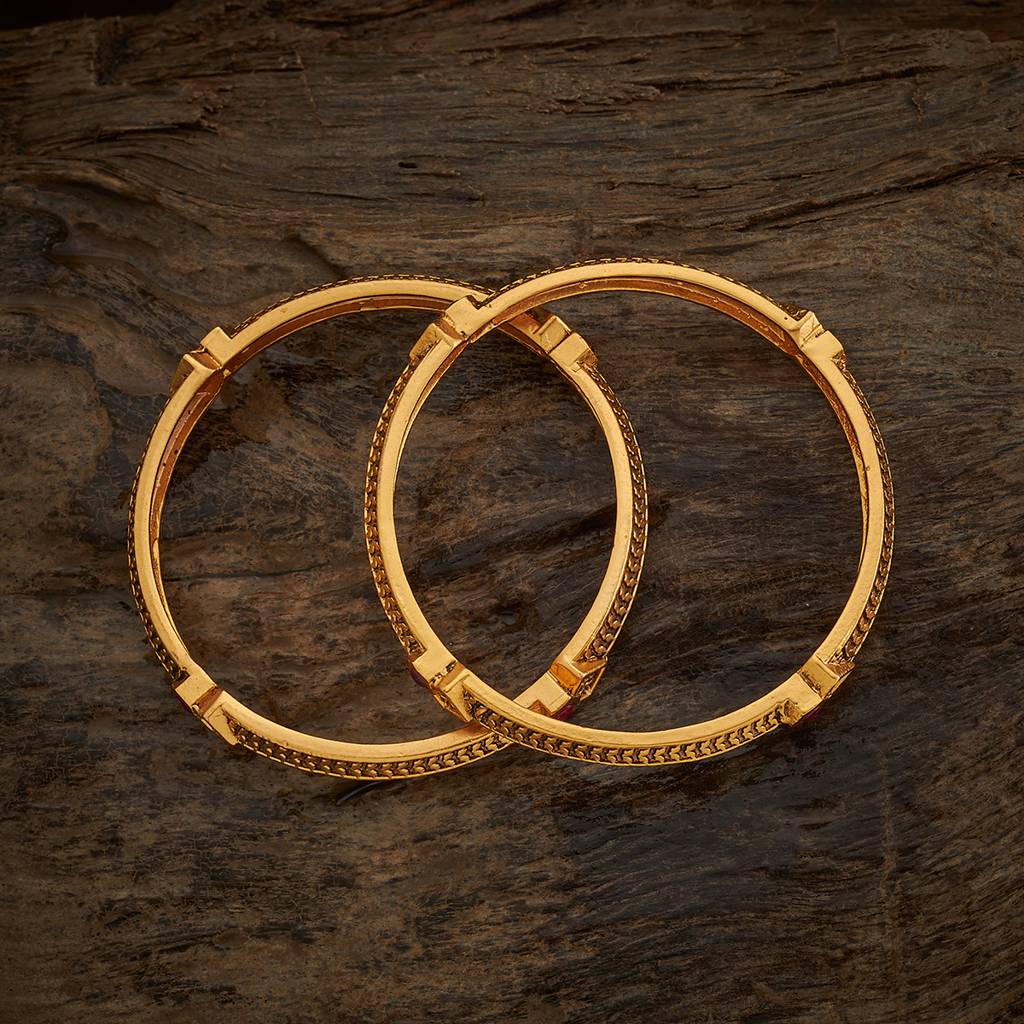 Kushal'S Fashion Jewellery Gold-Plated Synthetic Stones Ethnic Antique Bangle-172437 : 412335