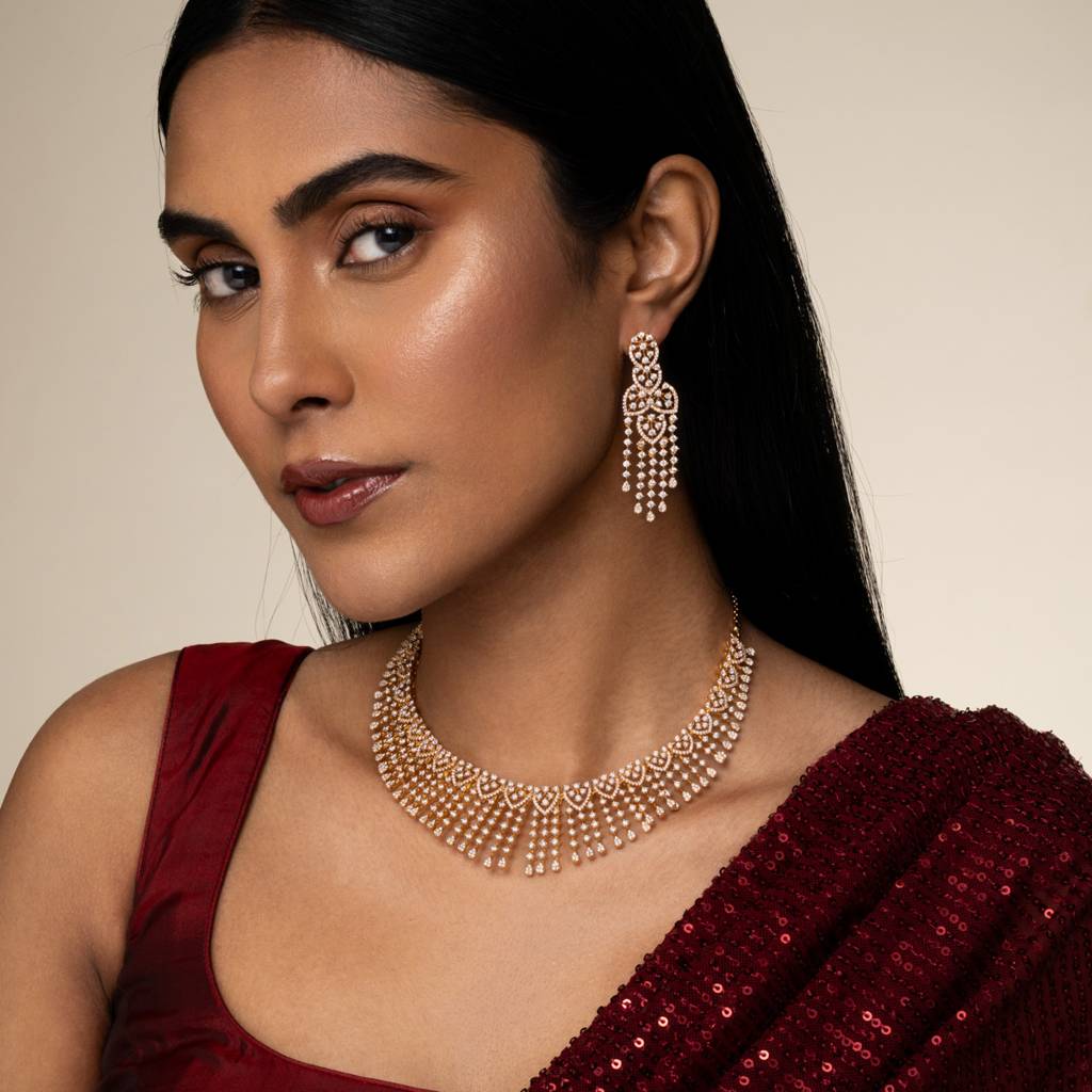 White  Gold-Plated Party Zircon Jewellery Set - 454867 : 454867