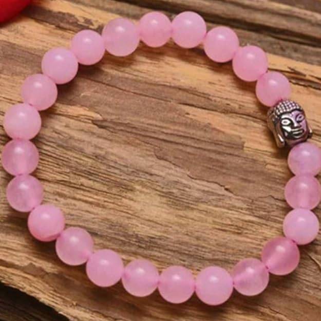 Gehena By Estele Natural Rose Quartz Stretchable Bracelet For Men & Women: Premium Rose Quartz Gemstone Wrist : OSAK009-IRPNBR