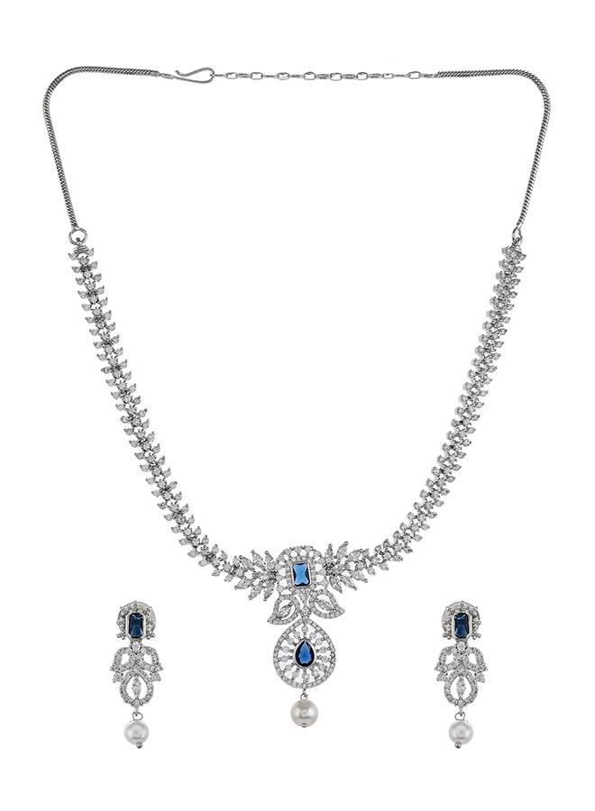 Cz Elegance Emerald And Teardrop Cut Gems Jewellery Set : 8905124476927