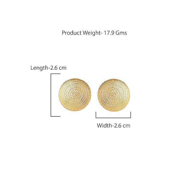 Gold Plated Circular Pattern Stylish & Elegant Stud Earrings For Girls : 298707-2NIGER