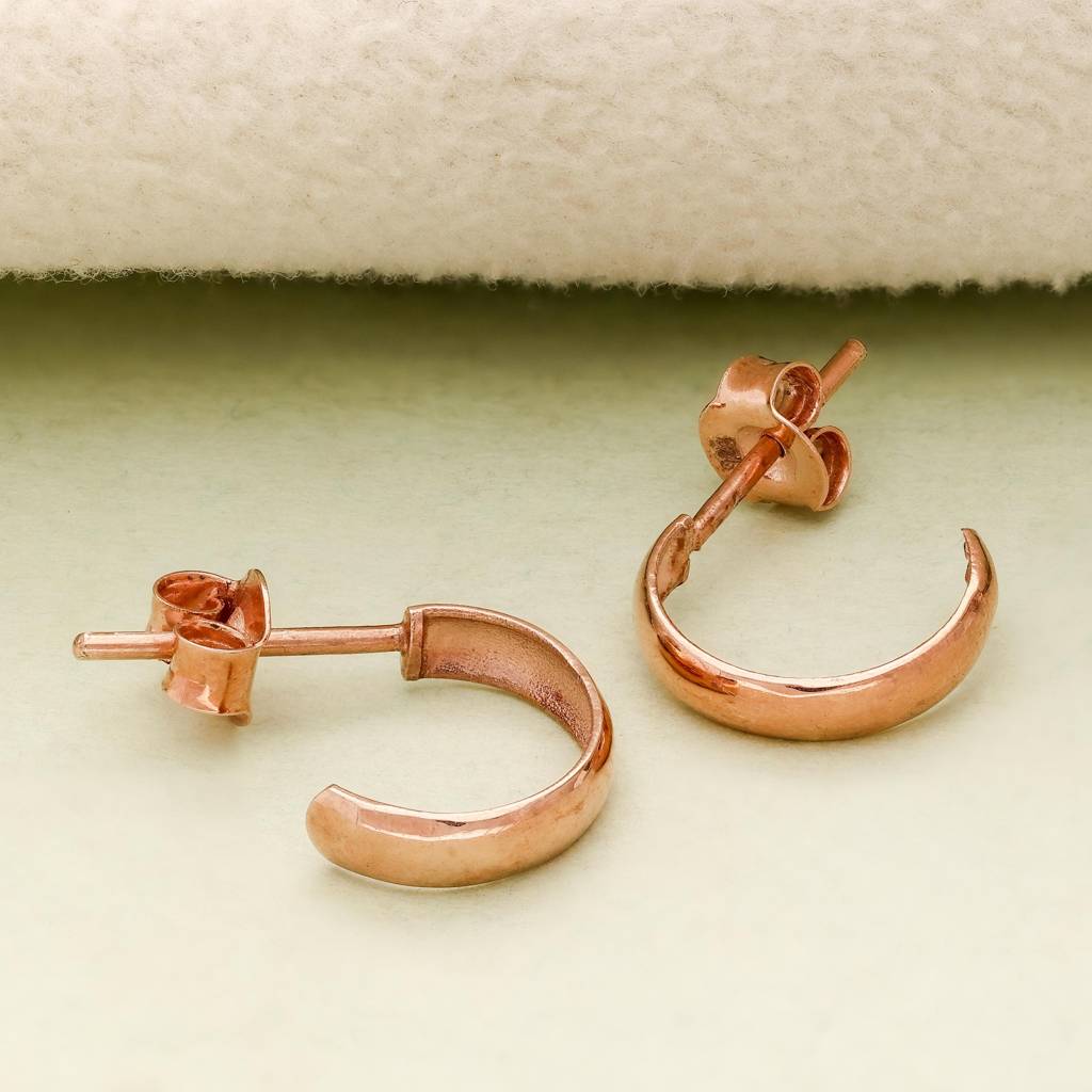 Dainty 925 Silver Gold Finish Mini Half Hoop Earrings : SE_000953