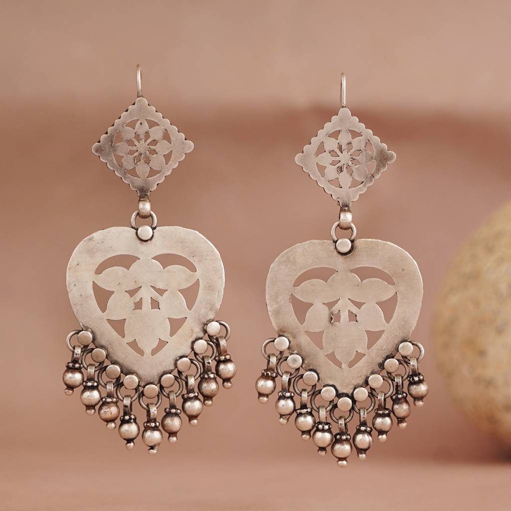 Silver Jaali Earrings. : SST058