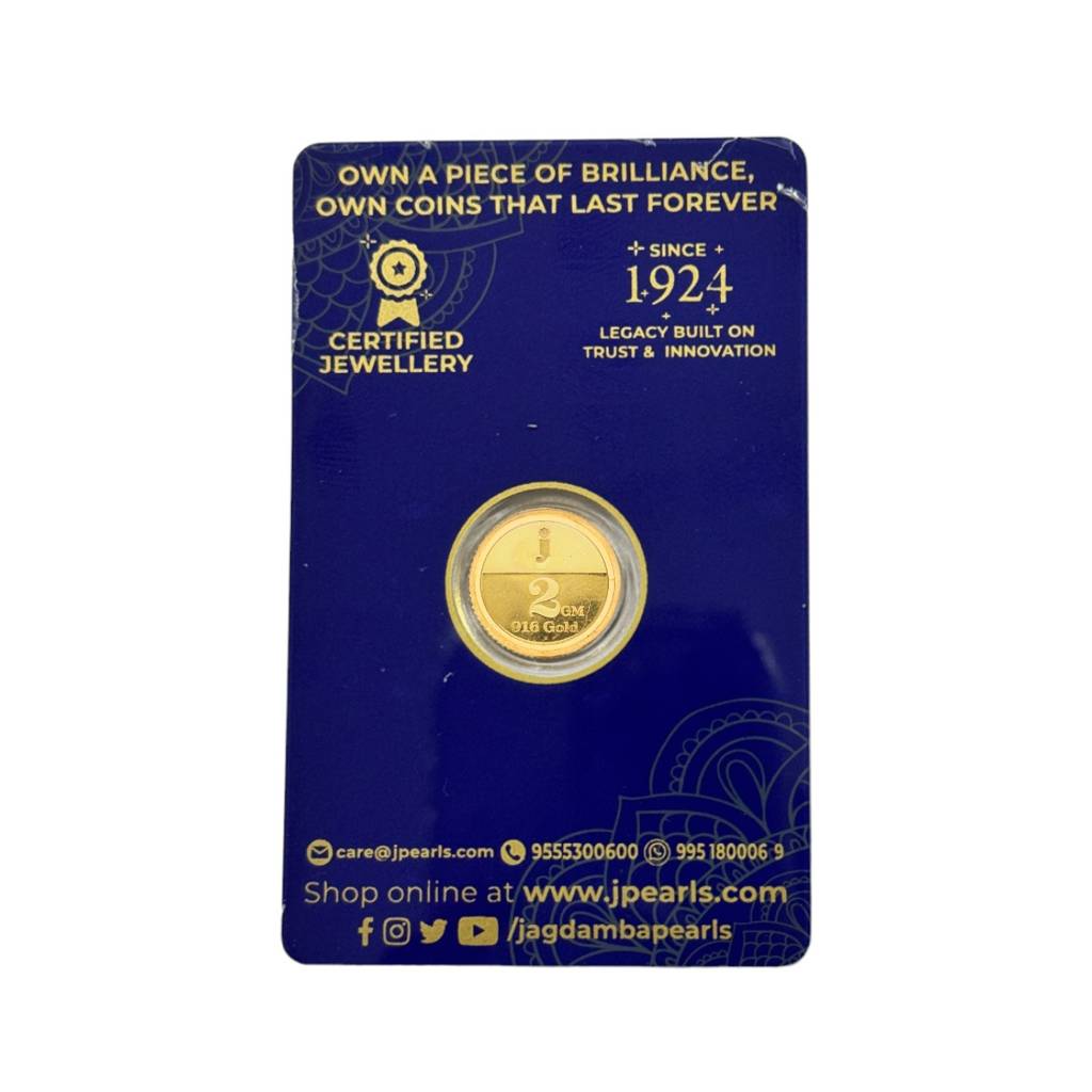 Sri Jagdamba Pearls 2 Gram 22Kt (916) Hall Marked Flower Gold Coin : JPAUG-17-070-22-2