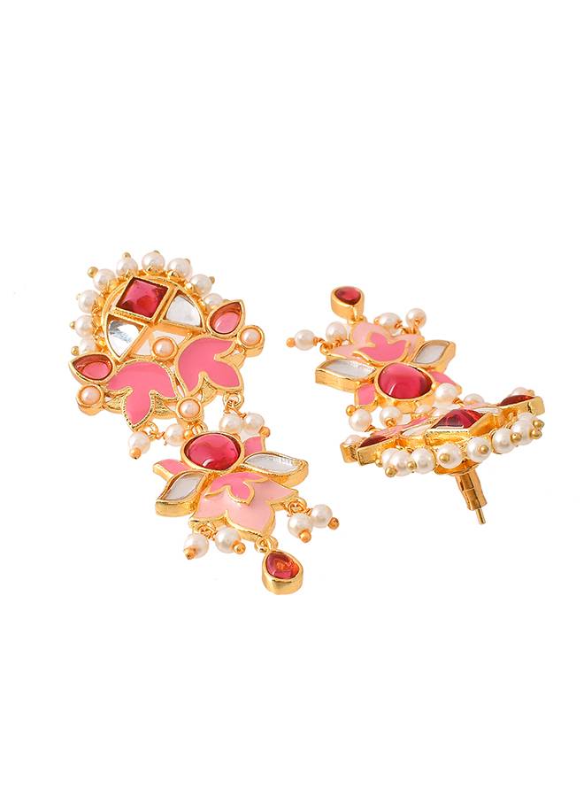 Forever More Pink Bridal Lotus Necklace Set : 8905124497953