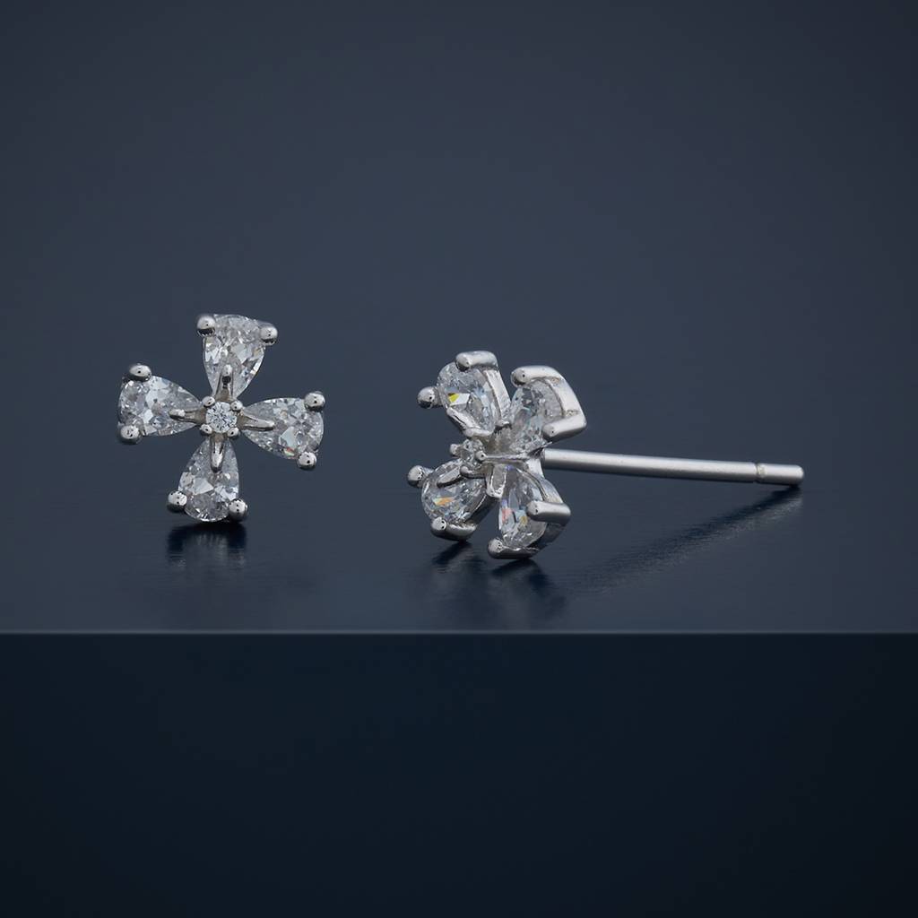 Kushal'S Fashion Jewellery Plated Zircon 92.5 Sterling Silver Studs-183228 : 437589