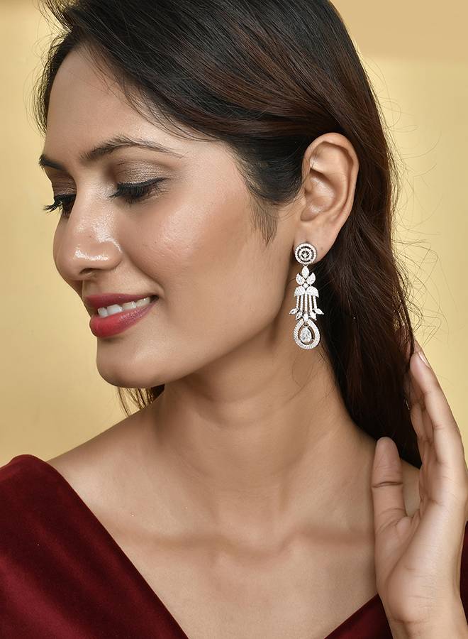 Sparkling Elegance Teardrop Cut Cz Cocktail Earrings : 8905124499643
