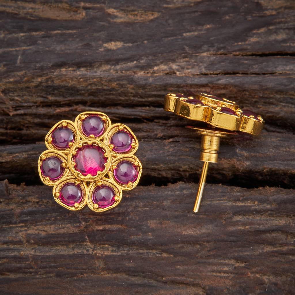 Kushal'S Fashion Jewellery Ruby Gold-Plated Ethnic Antique Studs-410557 : 410557