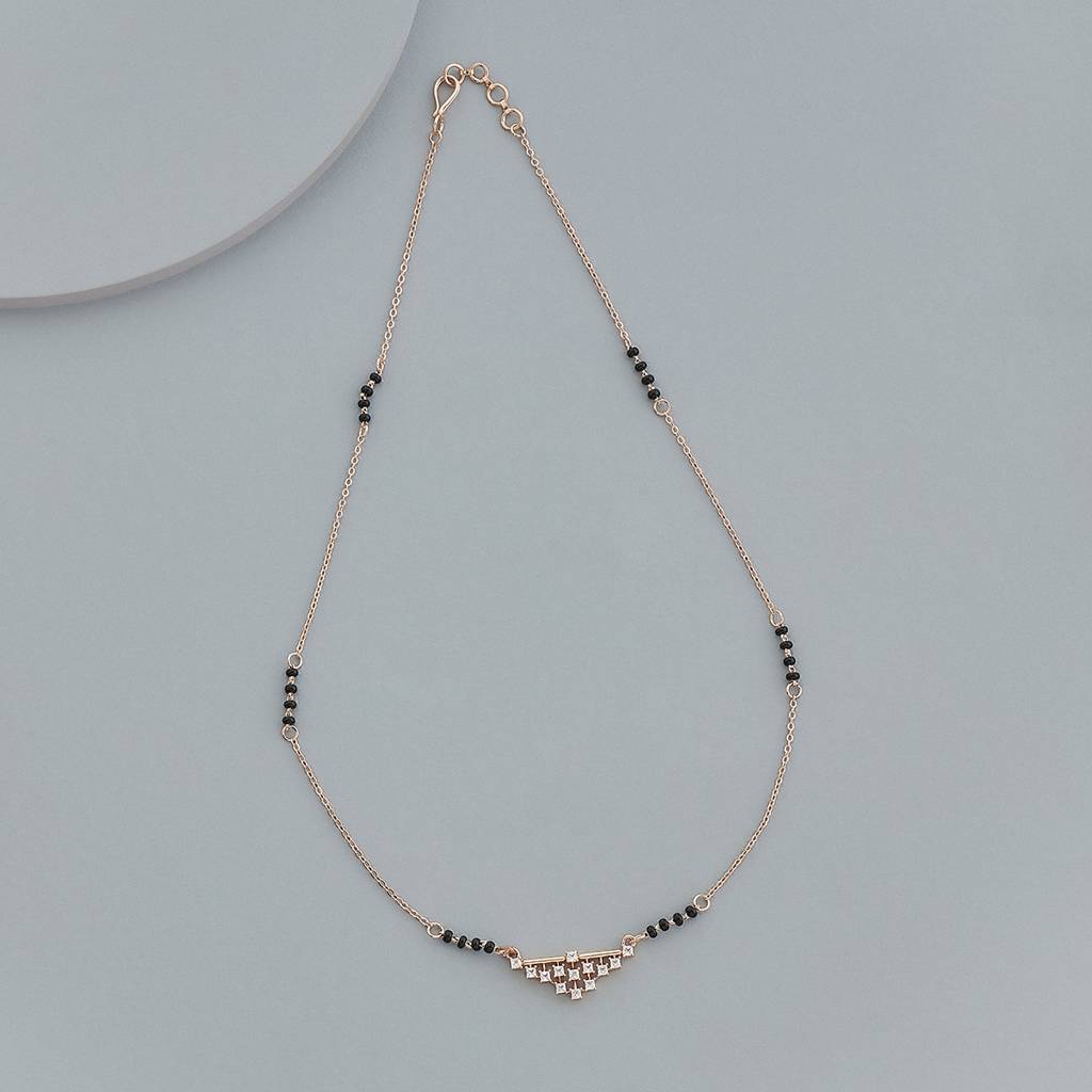 Kushal'S Fashion Jewellery White Rose Gold-Plated Party Zircon Mangalsutra-170705 : 411372