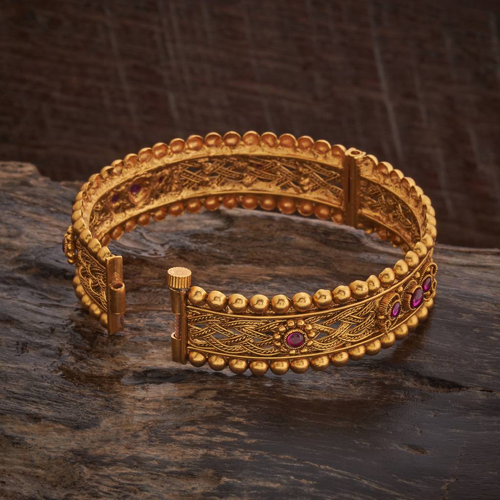 Kushal'S Fashion Jewellery Ruby Gold-Plated Ethnic Antique Bangle-179465 : 429437