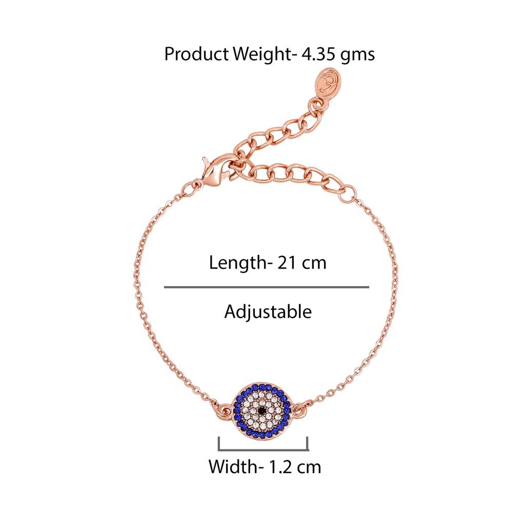 Estele Rosegold Plated Coin Evil Eye Bracelet With Austrian Crystals (Adjustable) : 101997RGBR