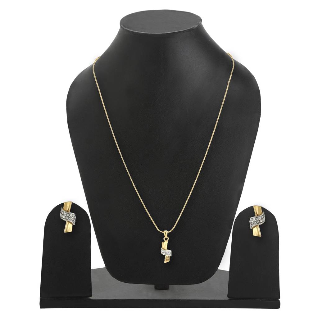 Estele Gold & Rhodium Plated Beautiful Pendant Set With Crystals For Women : 5942NKER