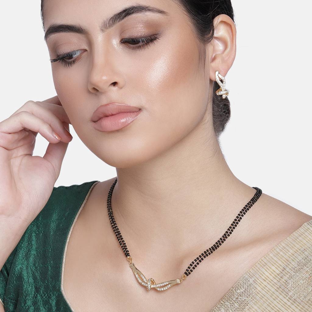 Estele Gold Plated Fascinating Mangalsutra Necklace Set With Austrian Crystals For Women : EMS13080059NKER
