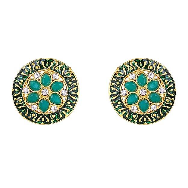 Estele Gold Plated Fascinating Designer Gehena Necklace Set With Green Beads For Women : PJ-022-IGGNNKER