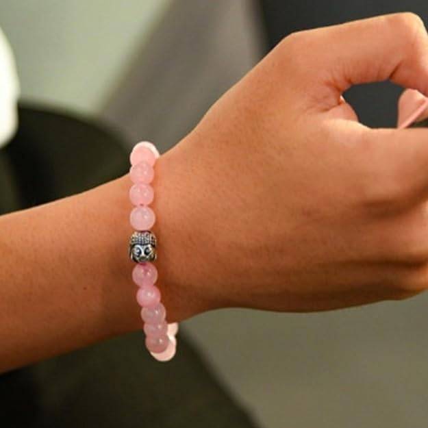 Gehena By Estele Natural Rose Quartz Stretchable Bracelet For Men & Women: Premium Rose Quartz Gemstone Wrist : OSAK009-IRPNBR