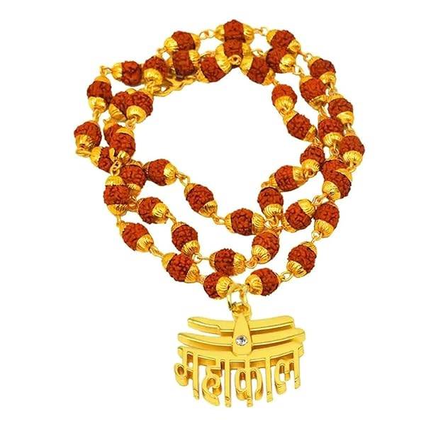 Spiritual Rudraksha Mala With ÂÀ¤®À¤¹À¤¾À¤À¤¾À¤²Â Pendant | Perfect For Daily Devotion & Gifting : OSAK060-IGBRNPENDANT