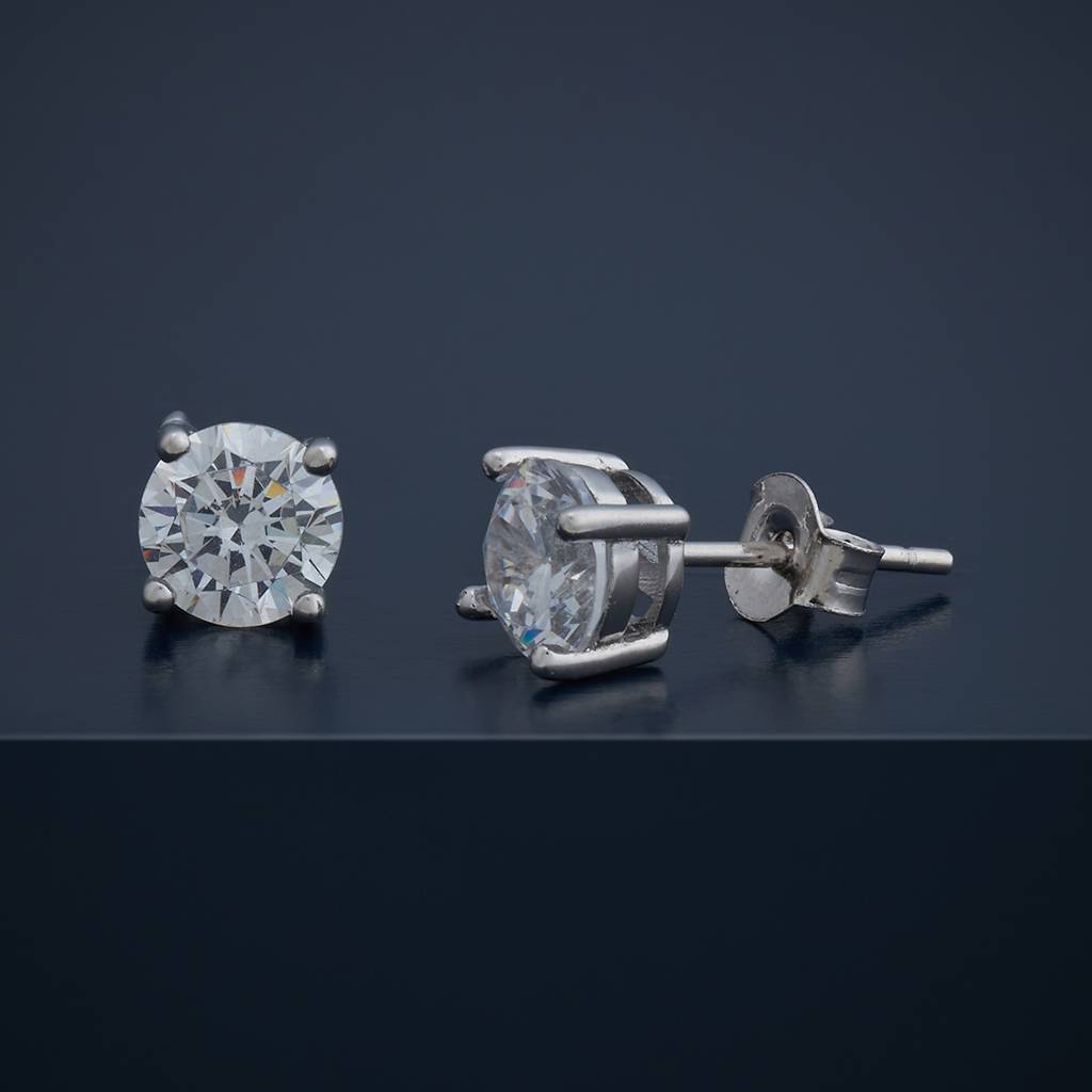 Kushal'S Fashion Jewellery White Gold-Plated Zircon 92.5 Sterling Silver Studs-183247 : 437822