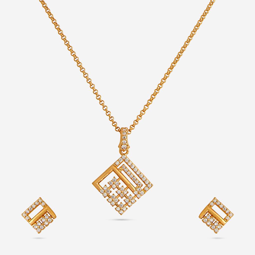 Kushal'S Fashion Jewellery  -Plated Party Trendy Zircon Necklace And Earring Set  -186573 : 444877