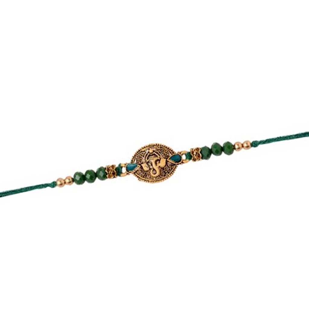 Lord Ganesha Rakhi With Rudraksha With Roli Chaawal Pack : 8905124413120