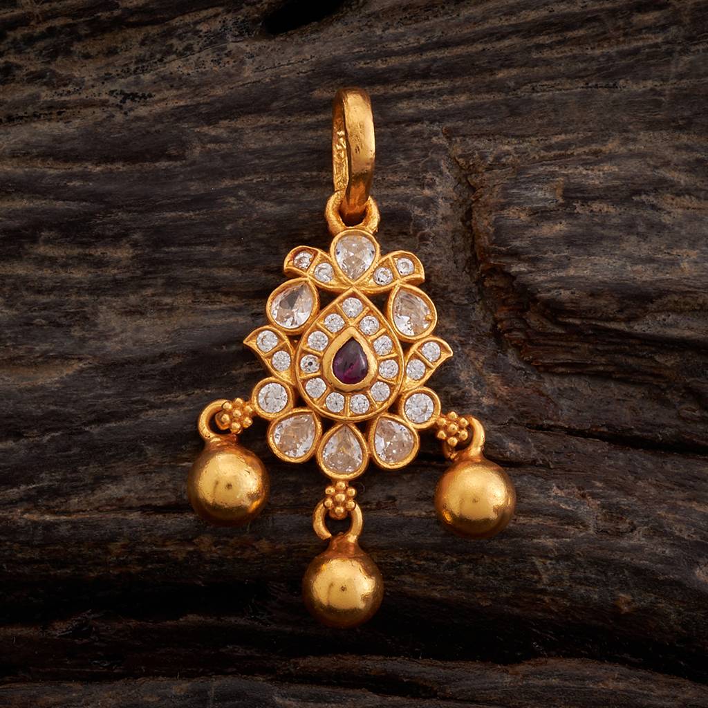 Kushal'S Fashion Jewellery Gold-Plated Ethnic 92.5 Pure Silver Temple Pendant Set-158344 : 426711