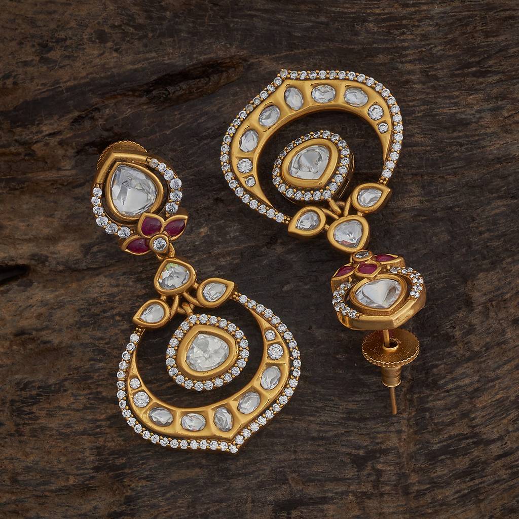 Kushal'S Fashion Jewellery Ruby Victorian-Plated Ethnic Kundan Drop Earrings-423824 : 423824