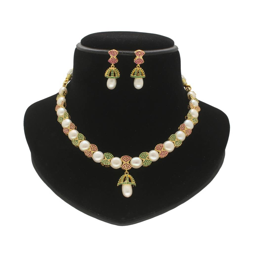 Regal Pearl Necklace Set : JPFEB-24-003