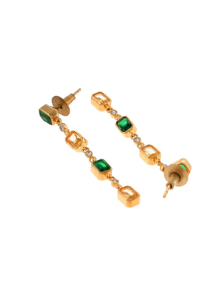 Mothers Day Green And Yellow Emerald Cz Pendant Set With Dangler Earrings : 8905124502060