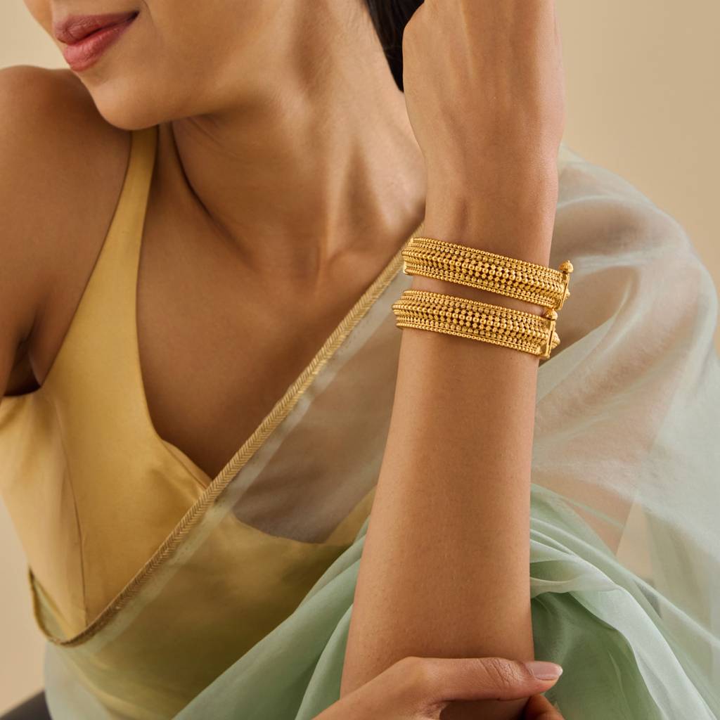 Kushal'S Fashion Jewellery Gold Gold-Plated Ethnic Antique Bangle-177772 : 426063