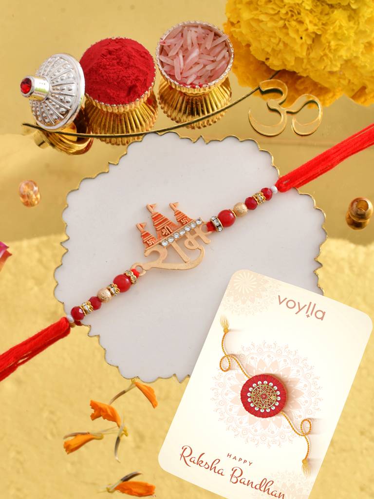 Eternz Certified Jewellery - Voylla Lord Ram Divine Beaded Rakhi For Brother