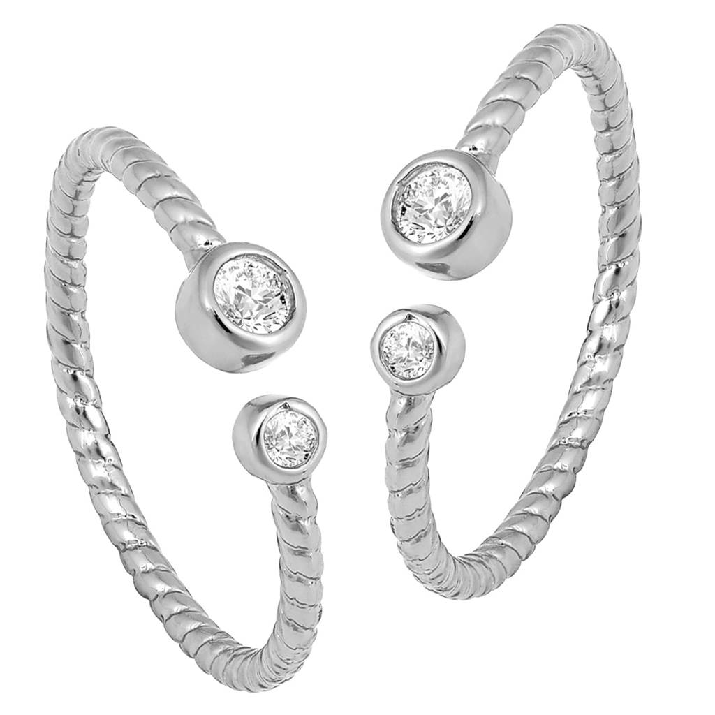 Silver Plated Cz Studded Adjustable Fancy Toe Ring Stylish Bichiya Daily Regular Jewellery For Women : PF30TR21S