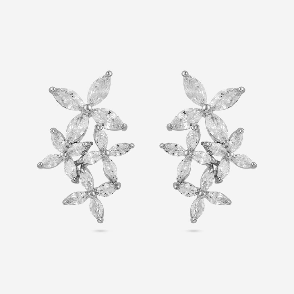 Kushal'S Fashion Jewellery White Rhodium Plated Party Trendy Zircon Studs-187695 : 446877