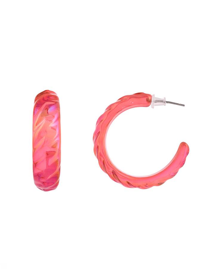 Resin Red Vibrant Hoop Earrings : 8905124526028